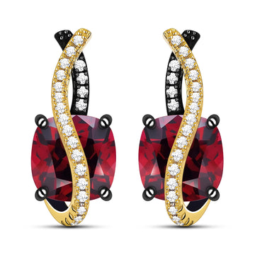 Excellent Natural Red Garnet Sterling Silver 2-Tones Latch Back Earrings